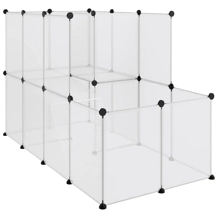 142cm Small Animal Cage – Transparent | Modular Pet Hutch - Ladder and Platform VIDAXL - Little and Giant Explorers vidaXL