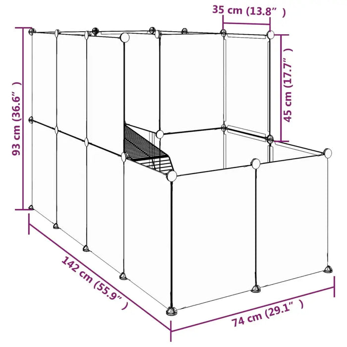 142cm Small Animal Cage – Transparent | Modular Pet Hutch - Ladder and Platform VIDAXL - Little and Giant Explorers vidaXL