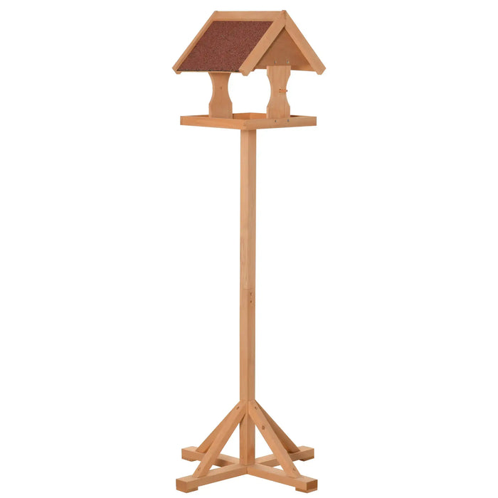Bird Feeder Natural Fir Wood | House-Shaped Design with Platform and Weatherproof Finish - Little and Giant Explorers PawHut