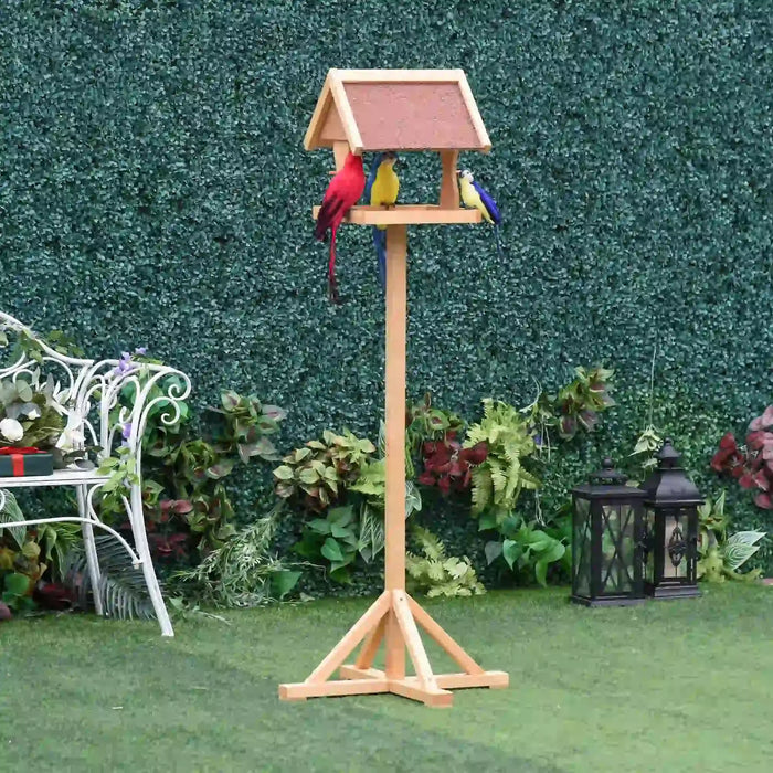 Bird Feeder Natural Fir Wood | House-Shaped Design with Platform and Weatherproof Finish - Little and Giant Explorers PawHut