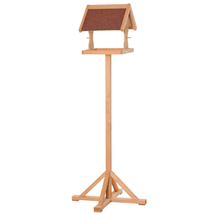 Bird Feeder Natural Fir Wood | House-Shaped Design with Platform and Weatherproof Finish - Little and Giant Explorers PawHut