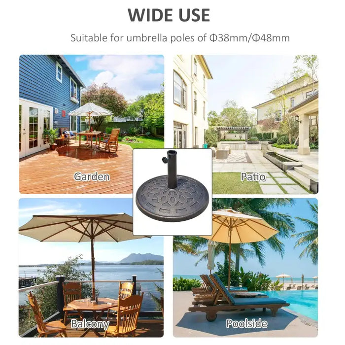 14kg Resin Parasol Base – Antique Bronze Finish | Fits 38mm and 48mm Poles OUTSUNNY - Little and Giant Explorers Outsunny