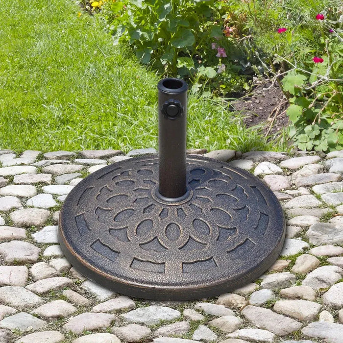 14kg Resin Parasol Base – Antique Bronze Finish | Fits 38mm and 48mm Poles OUTSUNNY - Little and Giant Explorers Outsunny