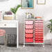 15-Drawer Rolling Storage Cart – Pink | Plastic Drawers - Metal Frame and Wheels COSTWAY - Little and Giant Explorers Costway