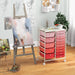 15-Drawer Rolling Storage Cart – Pink | Plastic Drawers - Metal Frame and Wheels COSTWAY - Little and Giant Explorers Costway