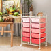 15-Drawer Rolling Storage Cart – Pink | Plastic Drawers - Metal Frame and Wheels COSTWAY - Little and Giant Explorers Costway