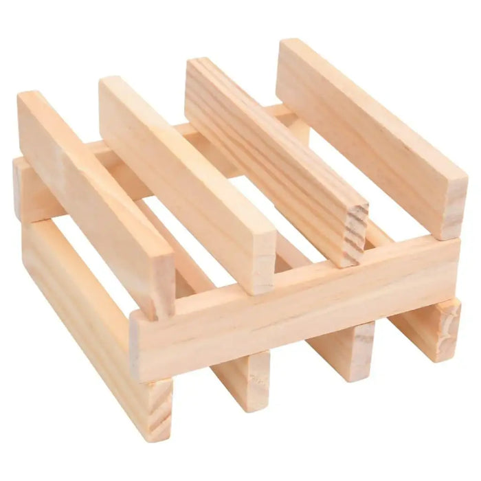 Wooden building block structure made from natural rectangular blocks, STEM learning toy