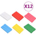 Set of colorful rectangular wooden blocks in white, red, pink, blue, yellow, and green, with 'X12' text.
