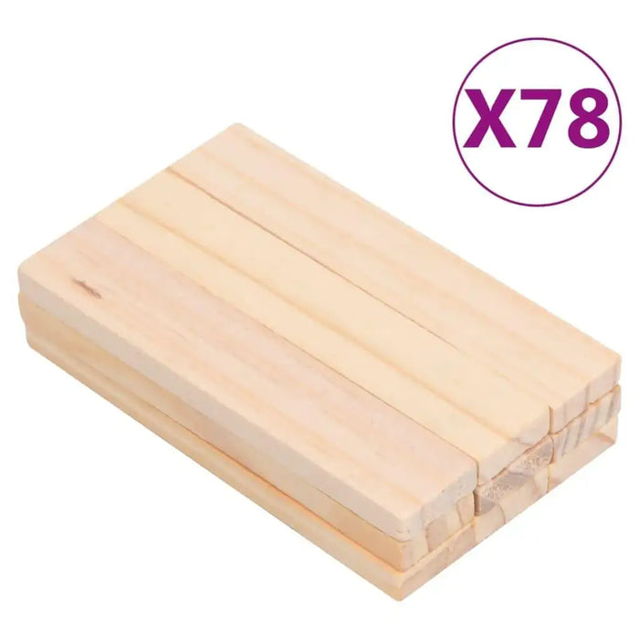 Stack of rectangular wooden building blocks with 'x78' quantity label