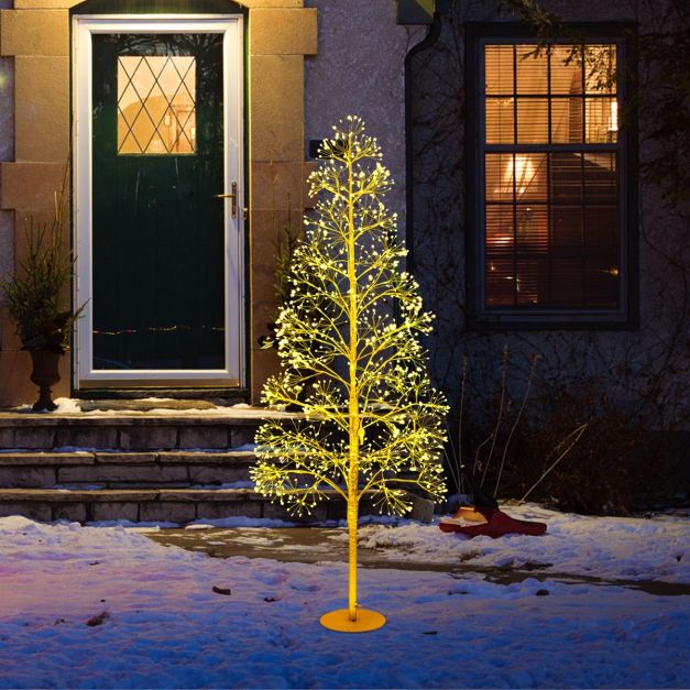 1500 LED Warm White Lighted Cedar Tree with Grounds Stakes 1.5m - Little and Giant Explorers Costway