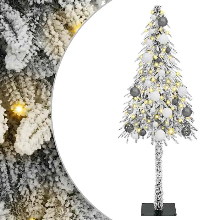 150cm Artificial Christmas Tree - White | LED Strip Lights - White and Grey Baubles VIDAXL - Little and Giant Explorers vidaXL