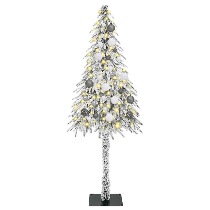 150cm Artificial Christmas Tree - White | LED Strip Lights - White and Grey Baubles VIDAXL - Little and Giant Explorers vidaXL