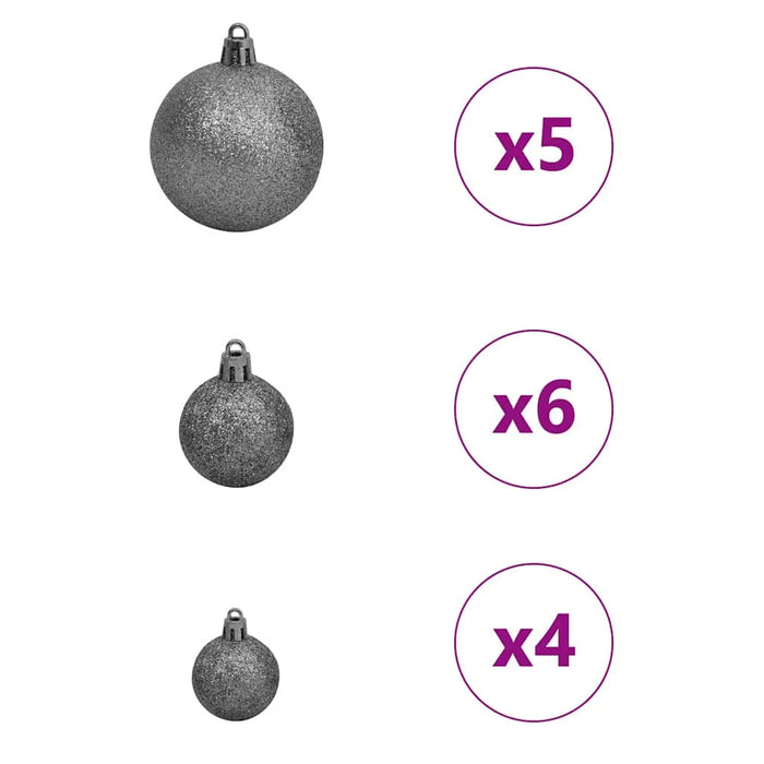 150cm Artificial Christmas Tree - White | LED Strip Lights - White and Grey Baubles VIDAXL - Little and Giant Explorers vidaXL