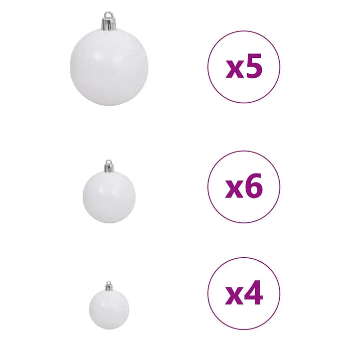 150cm Artificial Christmas Tree - White | LED Strip Lights - White and Grey Baubles VIDAXL - Little and Giant Explorers vidaXL