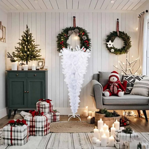 150cm Upside-Down Artificial Christmas Tree – White | PVC Christmas Tree VIDAXL - Little and Giant Explorers vidaXL