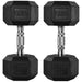 2 x 15kg Rubber Hex Dumbbell Portable Hand Weights - Little and Giant Explorers HOMCOM