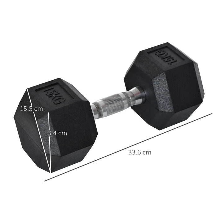 2 x 15kg Rubber Hex Dumbbell Portable Hand Weights - Little and Giant Explorers HOMCOM