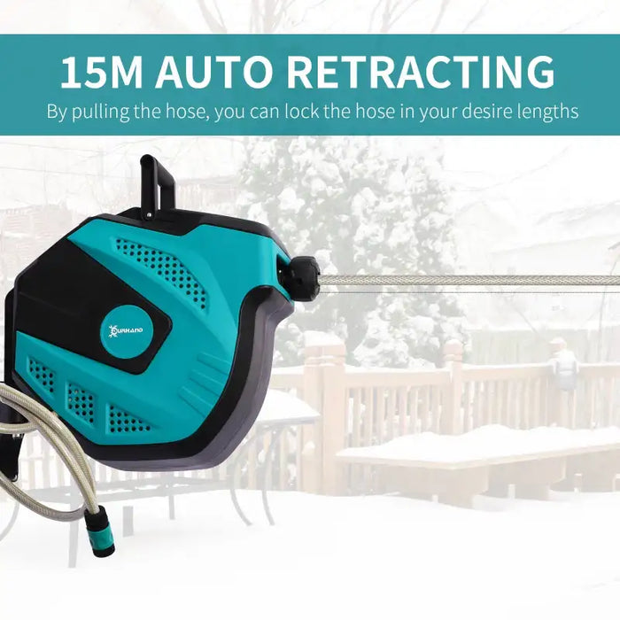 15m Retractable Water Hose Reel – Wall Mounted or Portable | Auto Rewind System DURHAND - Little and Giant Explorers DURHAND