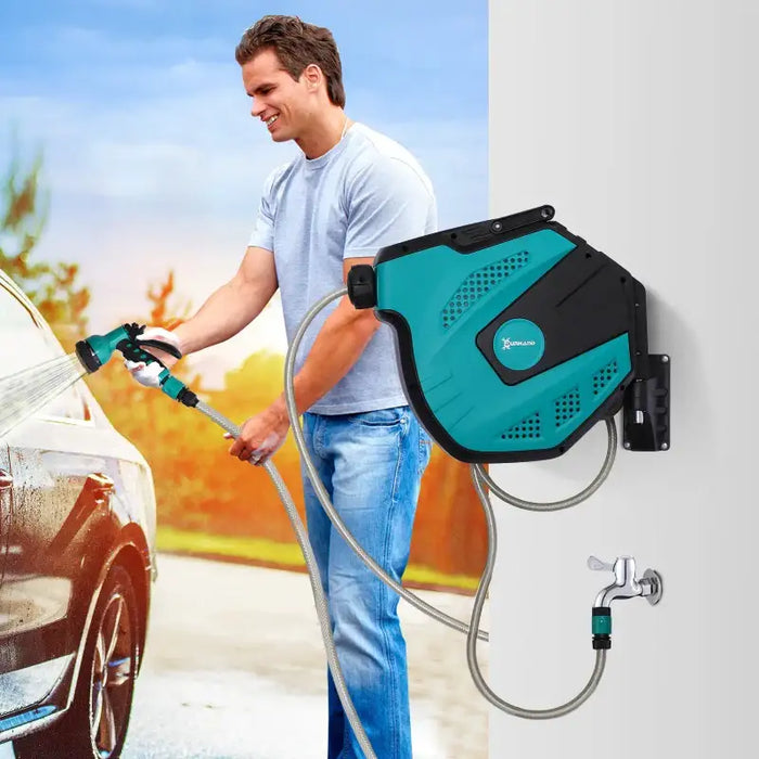 15m Retractable Water Hose Reel – Wall Mounted or Portable | Auto Rewind System DURHAND - Little and Giant Explorers DURHAND