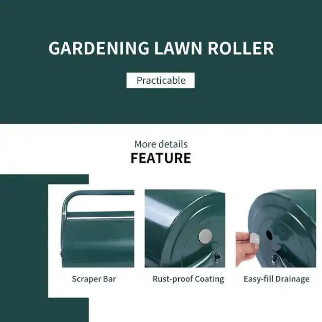 16-Gallon Lawn Roller – Green Steel Garden Roller | Push and Tow Design COSTWAY - Little and Giant Explorers Costway