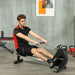 16-Level Magnetic Rower Machine with Dual Aluminium Slid Rail and LCD Monitor - Little and Giant Explorers SPORTNOW