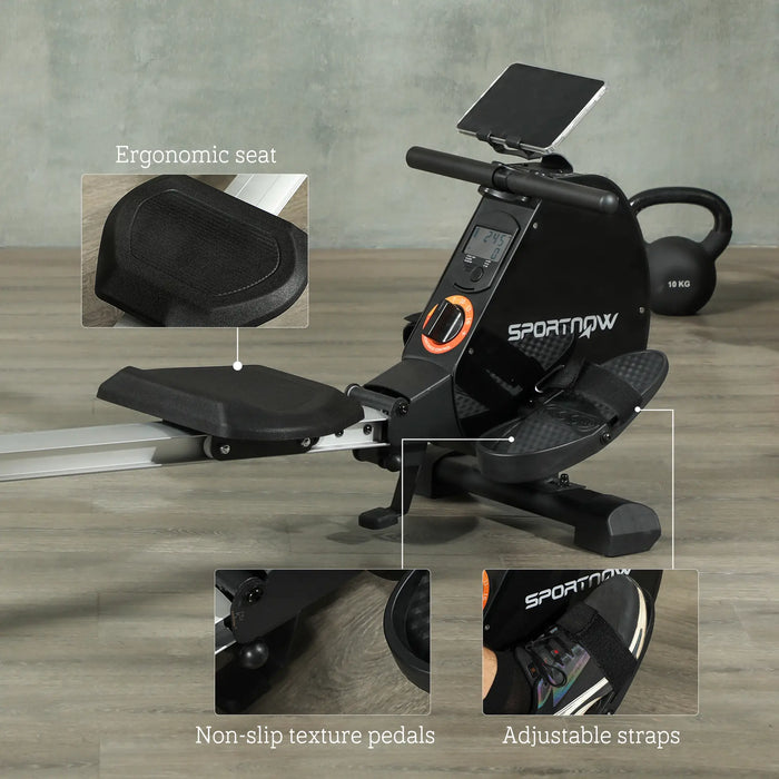 16-Level Magnetic Rower Machine with Dual Aluminium Slid Rail and LCD Monitor - Little and Giant Explorers SPORTNOW