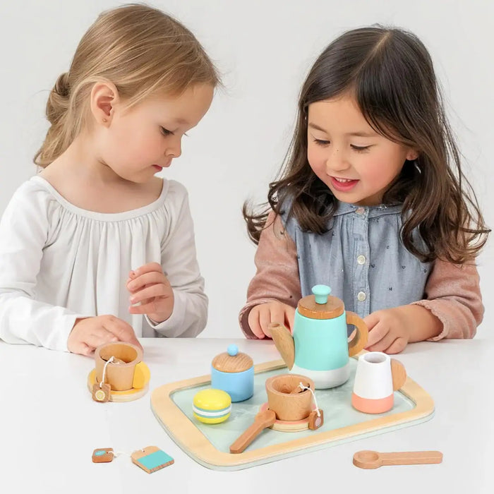 16-Piece Pretend Play Tea Set | Wooden Role Play Toy - Kids Tea Party Playset SOKA® - Little and Giant Explorers SOKA Play Imagine Learn