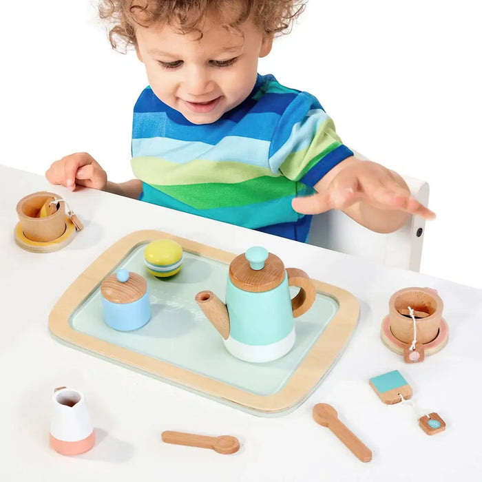 16-Piece Pretend Play Tea Set | Wooden Role Play Toy - Kids Tea Party Playset SOKA® - Little and Giant Explorers SOKA Play Imagine Learn