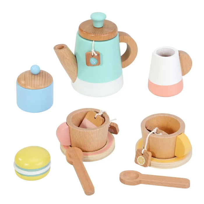 16-Piece Pretend Play Tea Set | Wooden Role Play Toy - Kids Tea Party Playset SOKA® - Little and Giant Explorers SOKA Play Imagine Learn