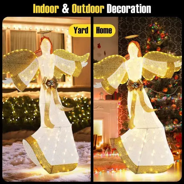 160cm Pre-Lit Christmas Angel Decoration – Warm White Glow | 180 LED Lights COSTWAY - Little and Giant Explorers Costway
