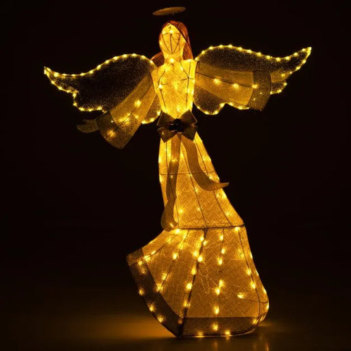 160cm Pre-Lit Christmas Angel Decoration – Warm White Glow | 180 LED Lights COSTWAY - Little and Giant Explorers Costway