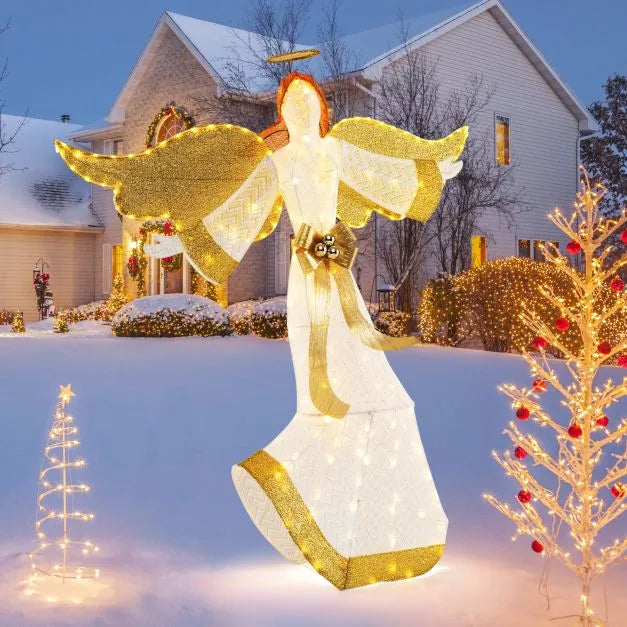 160cm Pre-Lit Christmas Angel Decoration – Warm White Glow | 180 LED Lights COSTWAY - Little and Giant Explorers Costway