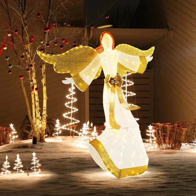 160cm Pre-Lit Christmas Angel Decoration – Warm White Glow | 180 LED Lights COSTWAY - Little and Giant Explorers Costway