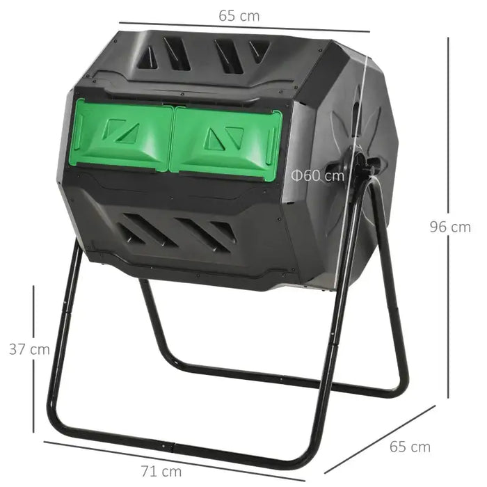 160L Dual Rotating Compost Bin – Black | Twin Chamber - 360° Tumbling Garden Composter OUTSUNNY - Little and Giant Explorers Outsunny