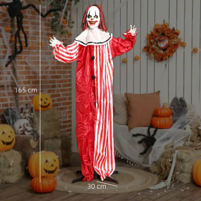 165cm Animated Halloween Clown Prop - Life Size | Sound, Light and Motion Effects OUTSUNNY - Little and Giant Explorers Outsunny