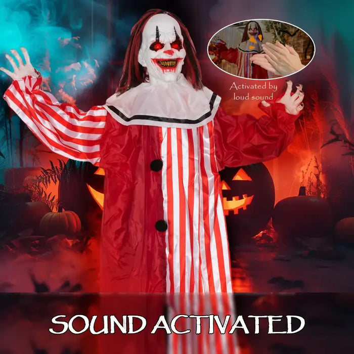 165cm Animated Halloween Clown Prop - Life Size | Sound, Light and Motion Effects OUTSUNNY - Little and Giant Explorers Outsunny
