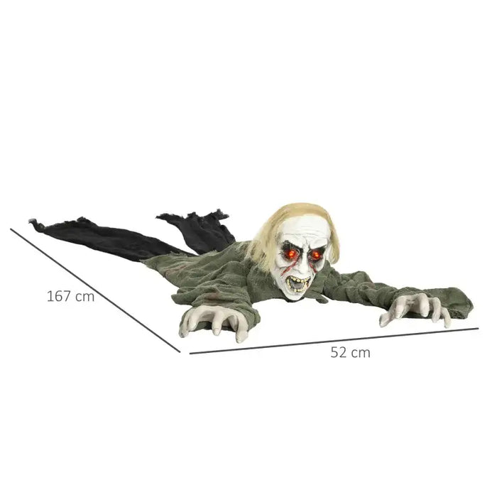 167cm Animated Crawling Zombie Prop | Sound, Light and Motion Effects HOMCOM - Little and Giant Explorers HOMCOM