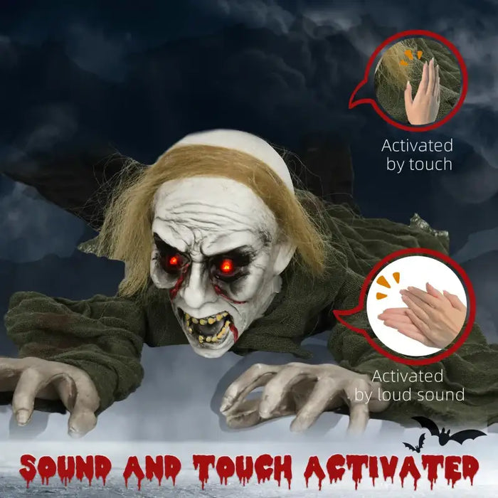 167cm Animated Crawling Zombie Prop | Sound, Light and Motion Effects HOMCOM - Little and Giant Explorers HOMCOM