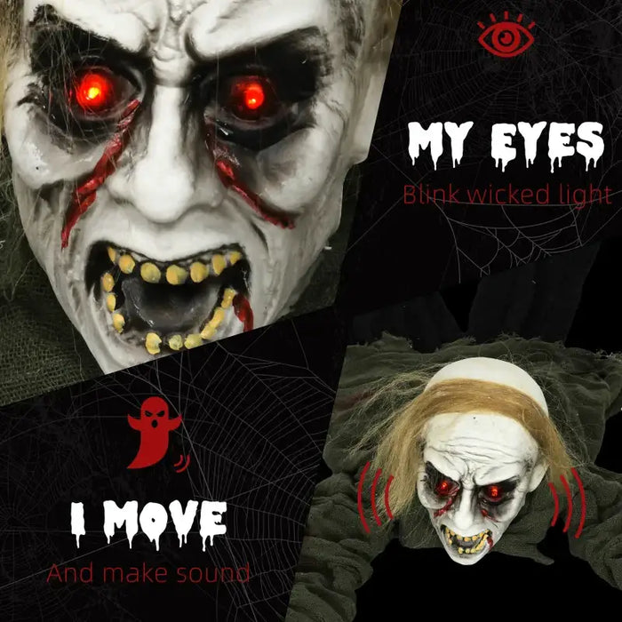 167cm Animated Crawling Zombie Prop | Sound, Light and Motion Effects HOMCOM - Little and Giant Explorers HOMCOM