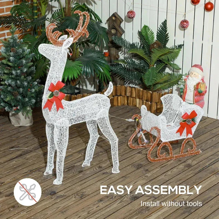 170 LED Light Reindeer and Sleigh - Little and Giant Explorers Outsunny