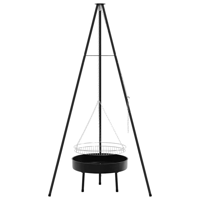 170cm Metal Campfire Tripod - Grill Grate and Fire Tray | Portable Outdoor Cooking Stand VIDAXL - Little and Giant Explorers vidaXL