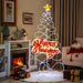 170cm Pre-Lit Christmas Tree with Star and “Happy Holidays” Sign | 216 LEDs COSTWAY - Little and Giant Explorers Costway