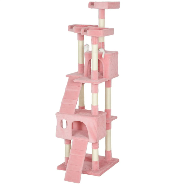 173cm Cat Tree Tower - Pink | Perches, Cat Houses, Scratching Boards and Toys PAWHUT - Little and Giant Explorers PawHut