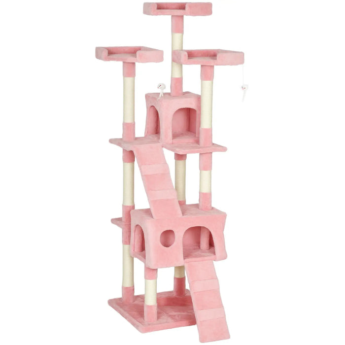 173cm Cat Tree Tower - Pink | Perches, Cat Houses, Scratching Boards and Toys PAWHUT - Little and Giant Explorers PawHut