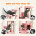 173cm Cat Tree Tower - Pink | Perches, Cat Houses, Scratching Boards and Toys PAWHUT - Little and Giant Explorers PawHut