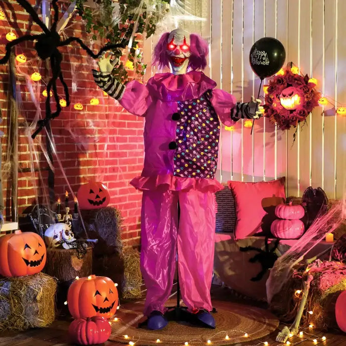 175cm Animated Halloween Clown with Balloon - Life Size | Sound, Light and Motion Effects OUTSUNNY - Little and Giant Explorers Outsunny