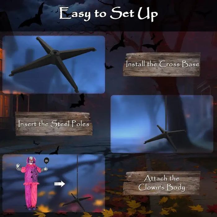 175cm Animated Halloween Clown with Balloon - Life Size | Sound, Light and Motion Effects OUTSUNNY - Little and Giant Explorers Outsunny