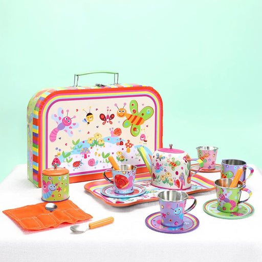 18-Piece Tin Tea Party Set with Carry Case – Bug | Afternoon Tea Role-Play Toy SOKA® - Little and Giant Explorers SOKA Play Imagine Learn