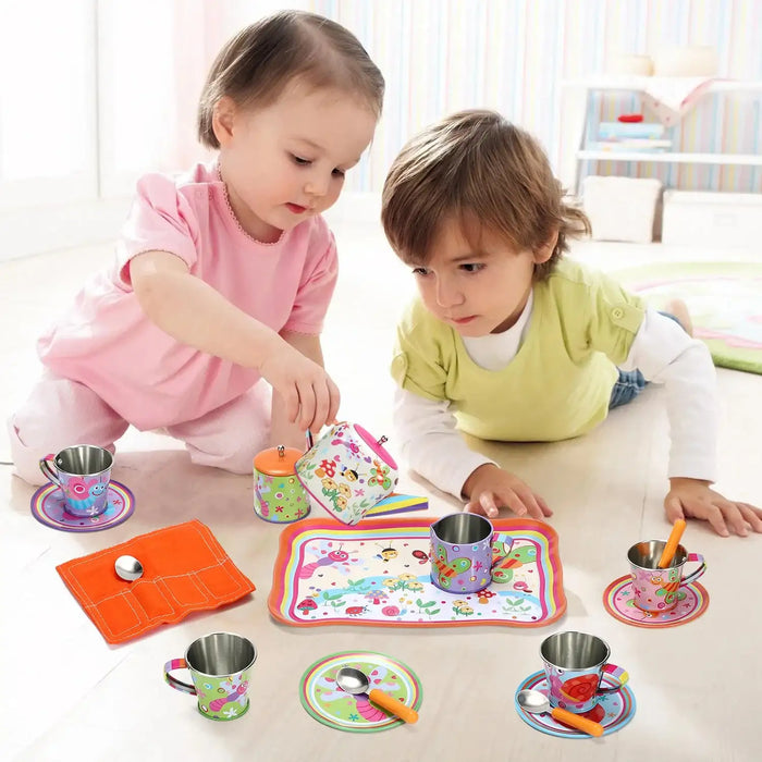 18-Piece Tin Tea Party Set with Carry Case – Bug | Afternoon Tea Role-Play Toy SOKA® - Little and Giant Explorers SOKA Play Imagine Learn