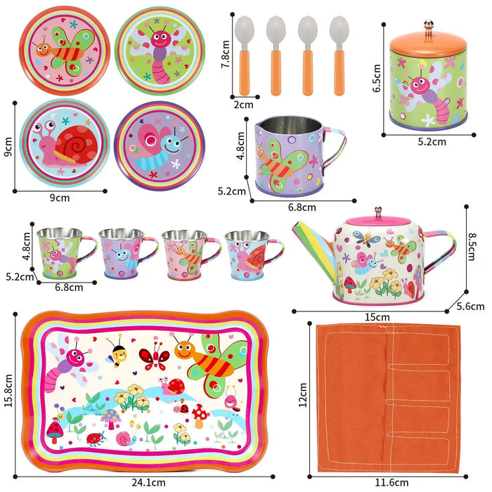 18-Piece Tin Tea Party Set with Carry Case – Bug | Afternoon Tea Role-Play Toy SOKA® - Little and Giant Explorers SOKA Play Imagine Learn